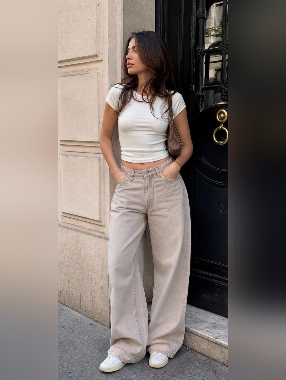 Kensie Jeans Retro Luxe Womens 4/27 Izzy Ultra High Rise RELAXED Straight Beige